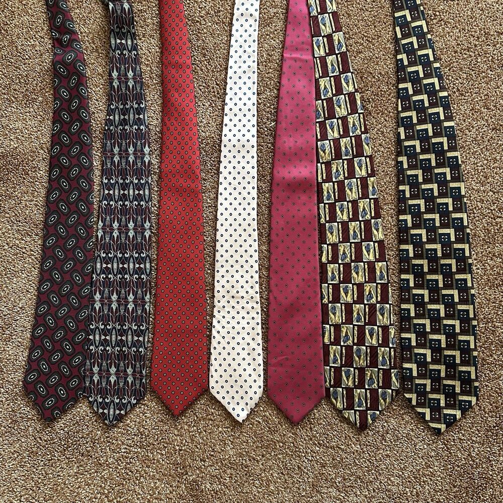 Silk Men’s Neckties Bundle X 7 Variety Career Preppy Old Money Quiet Luxury Y2K